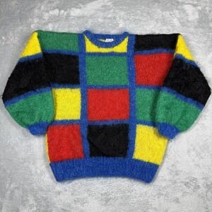 Vintage Jacobson's Sweater Women Med/Lrg Mohair Wool Bold Knit England 80s READ